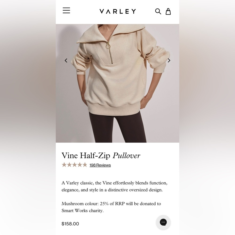 Varley half zip vine pullover